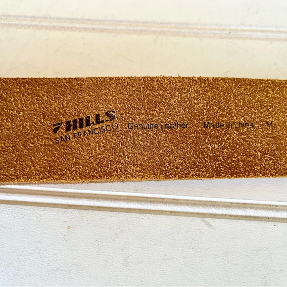 7 HILLS SAN FRANCISCO Genuine Leather Studded Belt Western Rodeo Boho Brass - Picture 4 of 8